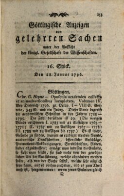 Göttingische Anzeigen von gelehrten Sachen (Göttingische Zeitungen von gelehrten Sachen) Donnerstag 28. Januar 1796