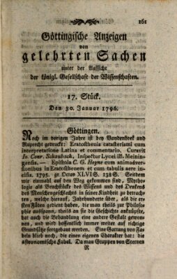 Göttingische Anzeigen von gelehrten Sachen (Göttingische Zeitungen von gelehrten Sachen) Samstag 30. Januar 1796