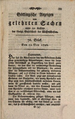 Göttingische Anzeigen von gelehrten Sachen (Göttingische Zeitungen von gelehrten Sachen) Donnerstag 12. Mai 1796