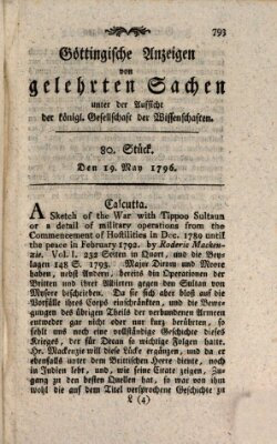 Göttingische Anzeigen von gelehrten Sachen (Göttingische Zeitungen von gelehrten Sachen) Donnerstag 19. Mai 1796