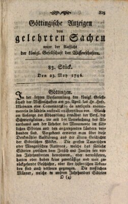 Göttingische Anzeigen von gelehrten Sachen (Göttingische Zeitungen von gelehrten Sachen) Montag 23. Mai 1796