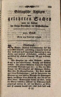 Göttingische Anzeigen von gelehrten Sachen (Göttingische Zeitungen von gelehrten Sachen) Donnerstag 23. Juni 1796