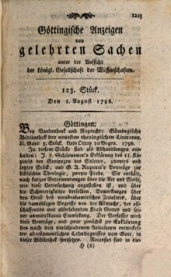 Göttingische Anzeigen von gelehrten Sachen (Göttingische Zeitungen von gelehrten Sachen) Montag 1. August 1796