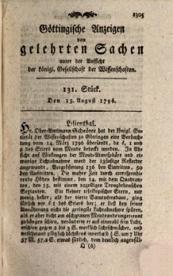 Göttingische Anzeigen von gelehrten Sachen (Göttingische Zeitungen von gelehrten Sachen) Montag 15. August 1796