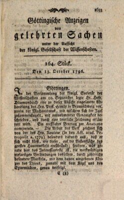 Göttingische Anzeigen von gelehrten Sachen (Göttingische Zeitungen von gelehrten Sachen) Donnerstag 13. Oktober 1796