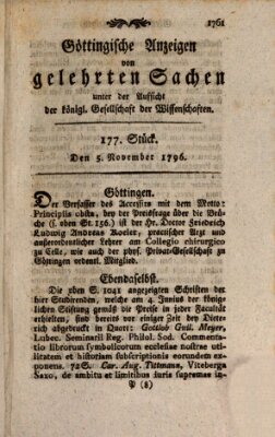 Göttingische Anzeigen von gelehrten Sachen (Göttingische Zeitungen von gelehrten Sachen) Samstag 5. November 1796