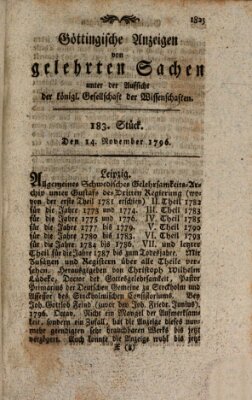 Göttingische Anzeigen von gelehrten Sachen (Göttingische Zeitungen von gelehrten Sachen) Montag 14. November 1796