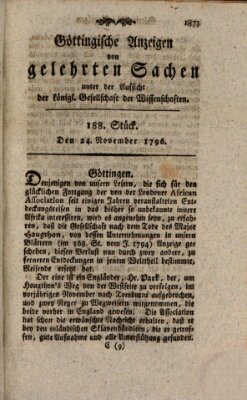 Göttingische Anzeigen von gelehrten Sachen (Göttingische Zeitungen von gelehrten Sachen) Donnerstag 24. November 1796