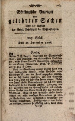 Göttingische Anzeigen von gelehrten Sachen (Göttingische Zeitungen von gelehrten Sachen) Montag 26. Dezember 1796