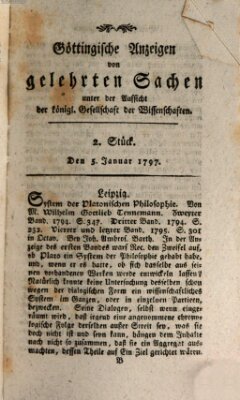 Göttingische Anzeigen von gelehrten Sachen (Göttingische Zeitungen von gelehrten Sachen) Donnerstag 5. Januar 1797