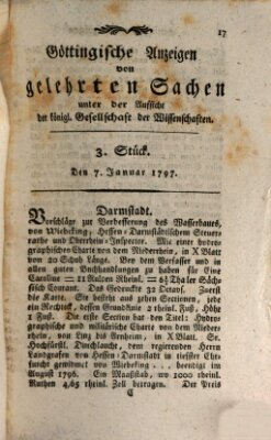 Göttingische Anzeigen von gelehrten Sachen (Göttingische Zeitungen von gelehrten Sachen) Samstag 7. Januar 1797