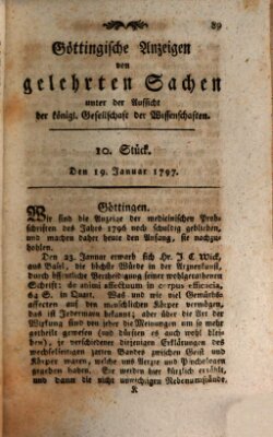 Göttingische Anzeigen von gelehrten Sachen (Göttingische Zeitungen von gelehrten Sachen) Donnerstag 19. Januar 1797