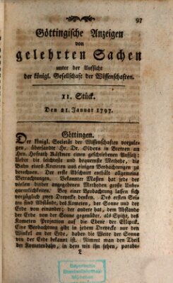 Göttingische Anzeigen von gelehrten Sachen (Göttingische Zeitungen von gelehrten Sachen) Samstag 21. Januar 1797