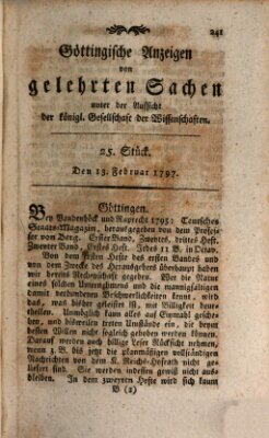 Göttingische Anzeigen von gelehrten Sachen (Göttingische Zeitungen von gelehrten Sachen) Montag 13. Februar 1797