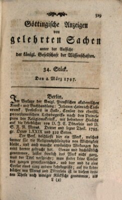 Göttingische Anzeigen von gelehrten Sachen (Göttingische Zeitungen von gelehrten Sachen) Donnerstag 2. März 1797