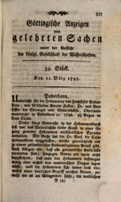 Göttingische Anzeigen von gelehrten Sachen (Göttingische Zeitungen von gelehrten Sachen) Samstag 11. März 1797