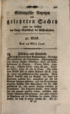 Göttingische Anzeigen von gelehrten Sachen (Göttingische Zeitungen von gelehrten Sachen) Montag 13. März 1797