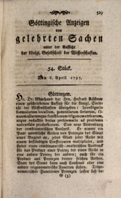 Göttingische Anzeigen von gelehrten Sachen (Göttingische Zeitungen von gelehrten Sachen) Donnerstag 6. April 1797