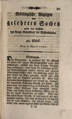 Göttingische Anzeigen von gelehrten Sachen (Göttingische Zeitungen von gelehrten Sachen) Samstag 8. April 1797