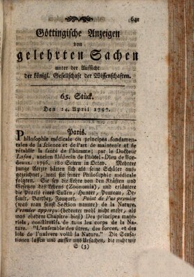 Göttingische Anzeigen von gelehrten Sachen (Göttingische Zeitungen von gelehrten Sachen) Montag 24. April 1797