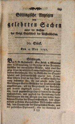 Göttingische Anzeigen von gelehrten Sachen (Göttingische Zeitungen von gelehrten Sachen) Donnerstag 4. Mai 1797