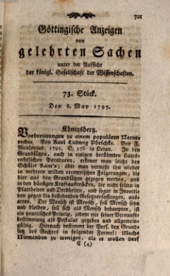 Göttingische Anzeigen von gelehrten Sachen (Göttingische Zeitungen von gelehrten Sachen) Montag 8. Mai 1797