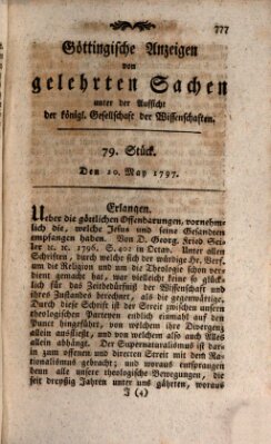 Göttingische Anzeigen von gelehrten Sachen (Göttingische Zeitungen von gelehrten Sachen) Samstag 20. Mai 1797