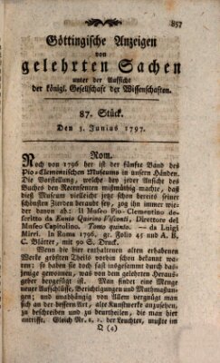 Göttingische Anzeigen von gelehrten Sachen (Göttingische Zeitungen von gelehrten Sachen) Samstag 3. Juni 1797