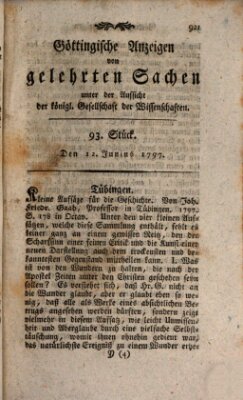 Göttingische Anzeigen von gelehrten Sachen (Göttingische Zeitungen von gelehrten Sachen) Montag 12. Juni 1797