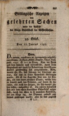 Göttingische Anzeigen von gelehrten Sachen (Göttingische Zeitungen von gelehrten Sachen) Samstag 17. Juni 1797