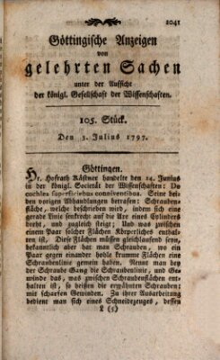 Göttingische Anzeigen von gelehrten Sachen (Göttingische Zeitungen von gelehrten Sachen) Montag 3. Juli 1797