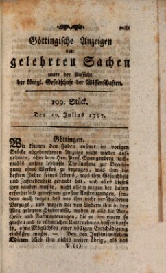 Göttingische Anzeigen von gelehrten Sachen (Göttingische Zeitungen von gelehrten Sachen) Montag 10. Juli 1797