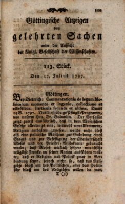 Göttingische Anzeigen von gelehrten Sachen (Göttingische Zeitungen von gelehrten Sachen) Montag 17. Juli 1797