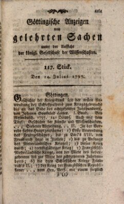 Göttingische Anzeigen von gelehrten Sachen (Göttingische Zeitungen von gelehrten Sachen) Montag 24. Juli 1797