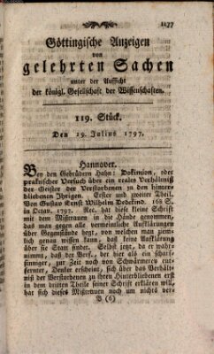 Göttingische Anzeigen von gelehrten Sachen (Göttingische Zeitungen von gelehrten Sachen) Samstag 29. Juli 1797