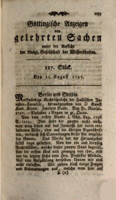 Göttingische Anzeigen von gelehrten Sachen (Göttingische Zeitungen von gelehrten Sachen) Samstag 12. August 1797