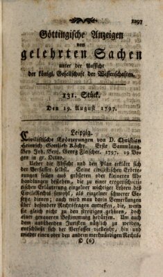 Göttingische Anzeigen von gelehrten Sachen (Göttingische Zeitungen von gelehrten Sachen) Samstag 19. August 1797