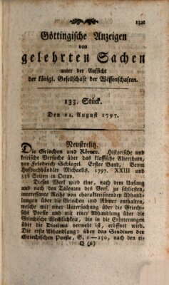 Göttingische Anzeigen von gelehrten Sachen (Göttingische Zeitungen von gelehrten Sachen) Montag 21. August 1797