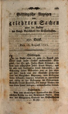 Göttingische Anzeigen von gelehrten Sachen (Göttingische Zeitungen von gelehrten Sachen) Montag 28. August 1797