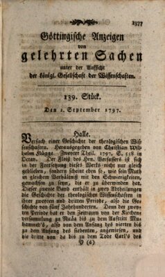 Göttingische Anzeigen von gelehrten Sachen (Göttingische Zeitungen von gelehrten Sachen) Samstag 2. September 1797