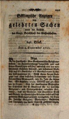 Göttingische Anzeigen von gelehrten Sachen (Göttingische Zeitungen von gelehrten Sachen) Montag 4. September 1797