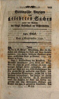 Göttingische Anzeigen von gelehrten Sachen (Göttingische Zeitungen von gelehrten Sachen) Donnerstag 7. September 1797