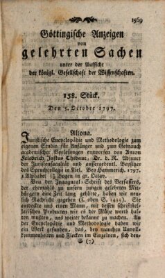 Göttingische Anzeigen von gelehrten Sachen (Göttingische Zeitungen von gelehrten Sachen) Donnerstag 5. Oktober 1797