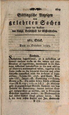 Göttingische Anzeigen von gelehrten Sachen (Göttingische Zeitungen von gelehrten Sachen) Donnerstag 12. Oktober 1797