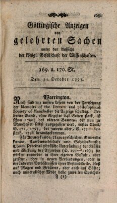 Göttingische Anzeigen von gelehrten Sachen (Göttingische Zeitungen von gelehrten Sachen) Montag 23. Oktober 1797