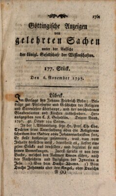 Göttingische Anzeigen von gelehrten Sachen (Göttingische Zeitungen von gelehrten Sachen) Montag 6. November 1797