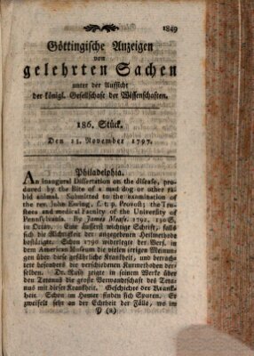 Göttingische Anzeigen von gelehrten Sachen (Göttingische Zeitungen von gelehrten Sachen) Donnerstag 23. November 1797