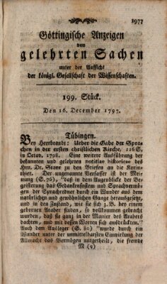 Göttingische Anzeigen von gelehrten Sachen (Göttingische Zeitungen von gelehrten Sachen) Samstag 16. Dezember 1797