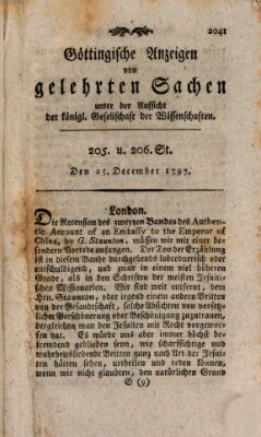 Göttingische Anzeigen von gelehrten Sachen (Göttingische Zeitungen von gelehrten Sachen) Montag 25. Dezember 1797