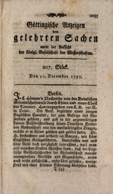 Göttingische Anzeigen von gelehrten Sachen (Göttingische Zeitungen von gelehrten Sachen) Samstag 30. Dezember 1797